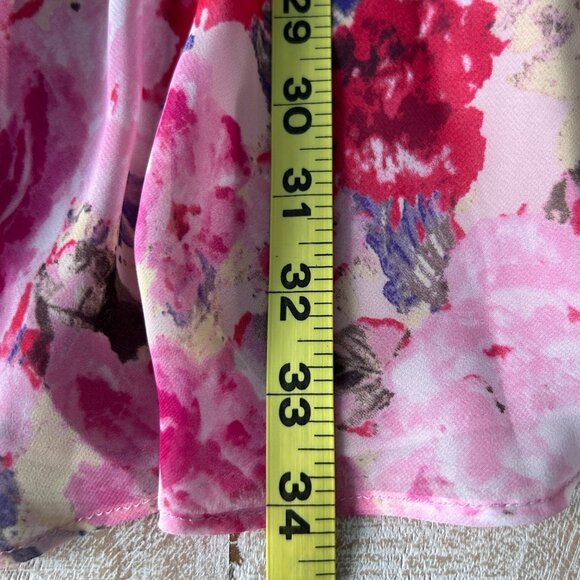 Floret Studios Floral Ruffle Waist Chiffon Dress Pink/Red/Beige Floral XL NWT - Picture 10 of 11